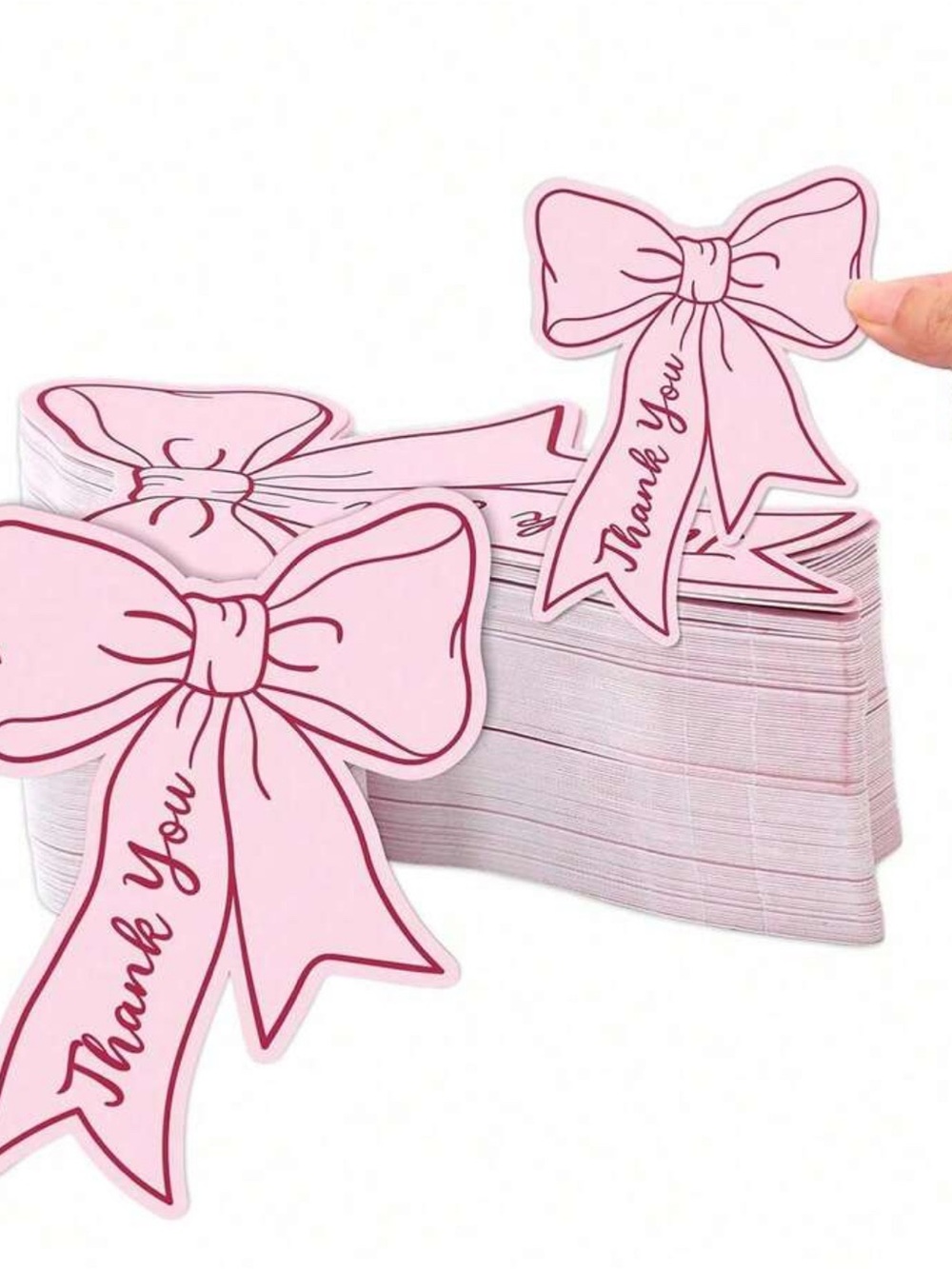 50 Pink Bow Thank You Cards